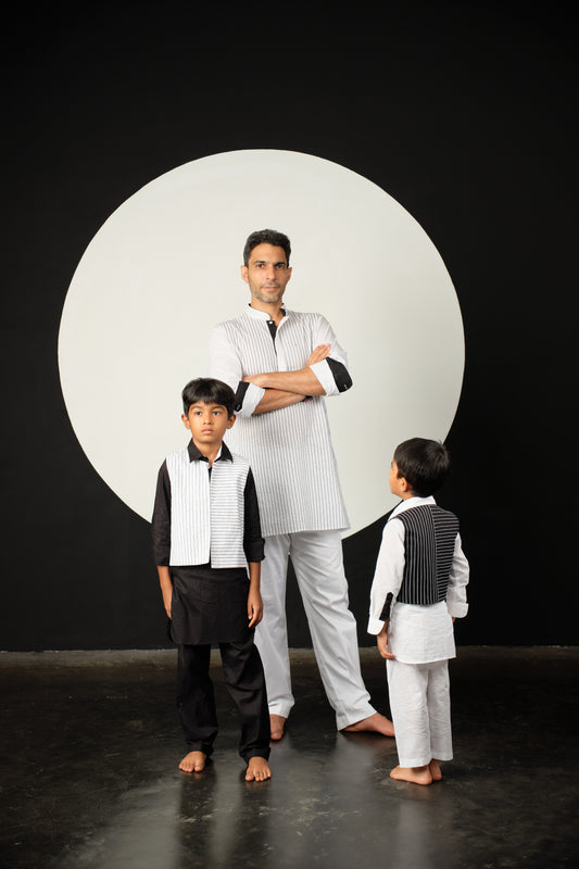 Stria Kurta Set - White