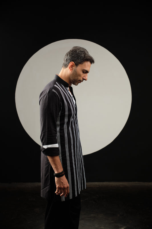 Stria Kurta Set - Black