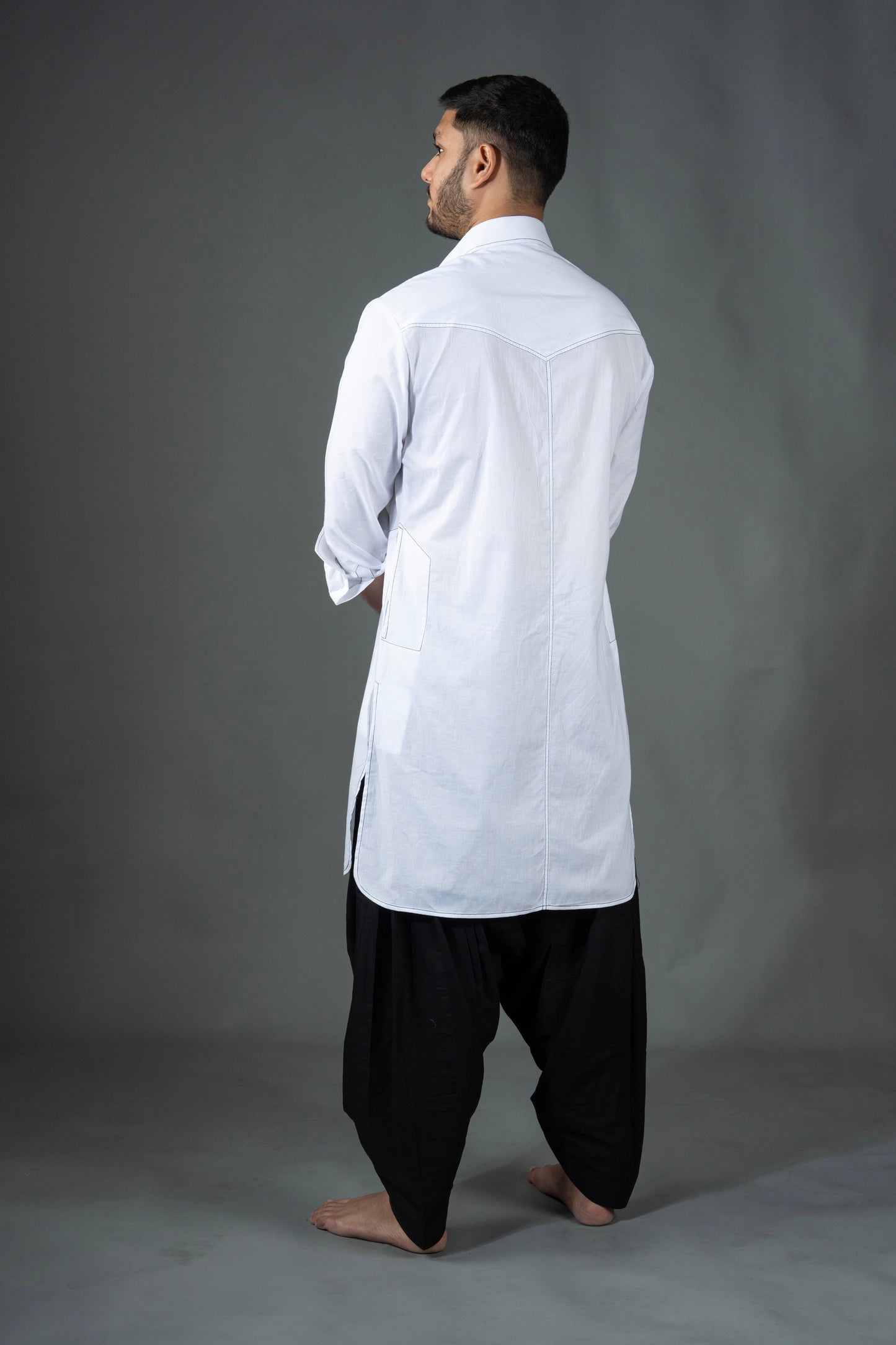 Linea Pathani Set - White on Black