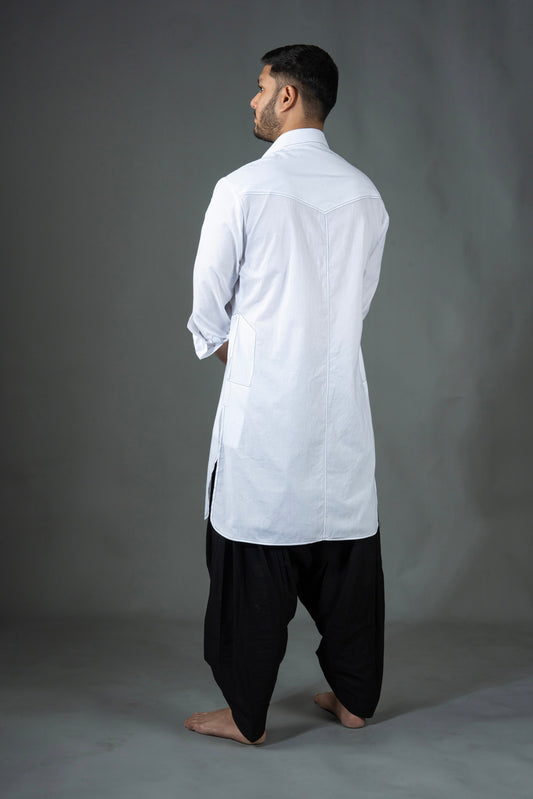 Linea Pathani Set - White on Black
