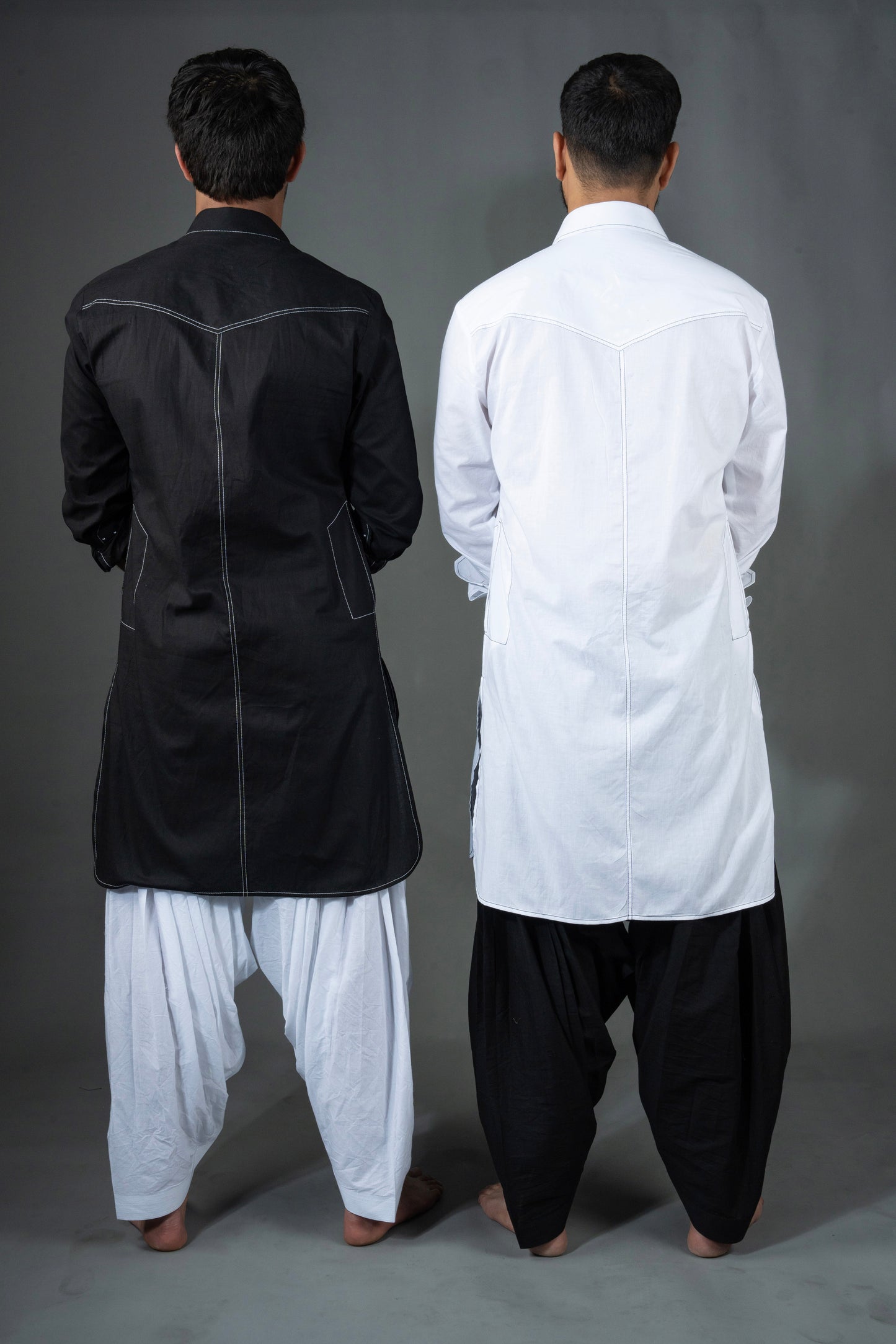 Linea Pathani Set - Black on White