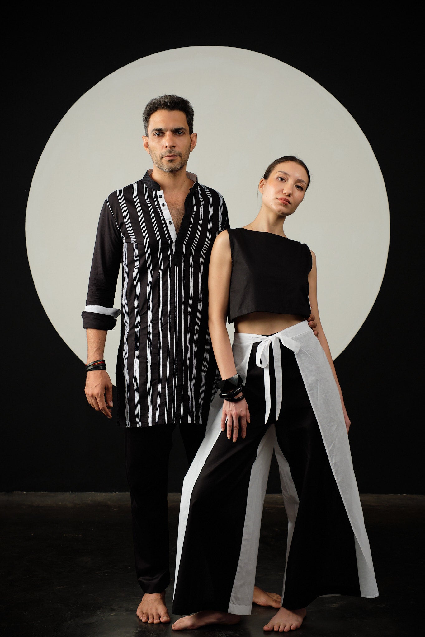 Stria Kurta Set - Black