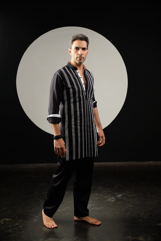 Stria Kurta Set - Black